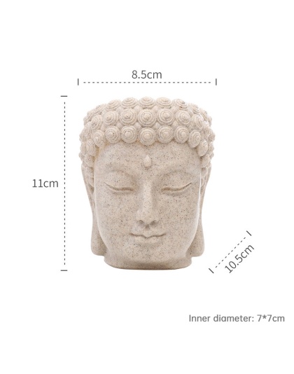 Maceta con Cabeza de Buda, Pequeña Maceta de Resina para Suculentas, Decoración para Jardín, Hogar u Oficina