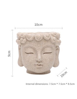 Maceta con Cabeza de Buda, Pequeña Maceta de Resina para Suculentas, Decoración para Jardín, Hogar u Oficina