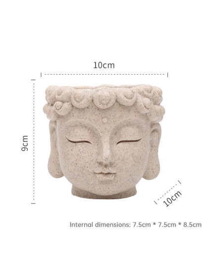 Maceta con Cabeza de Buda, Pequeña Maceta de Resina para Suculentas, Decoración para Jardín, Hogar u Oficina